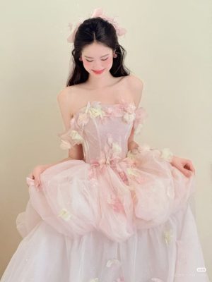 váy công chúa hoa nổi