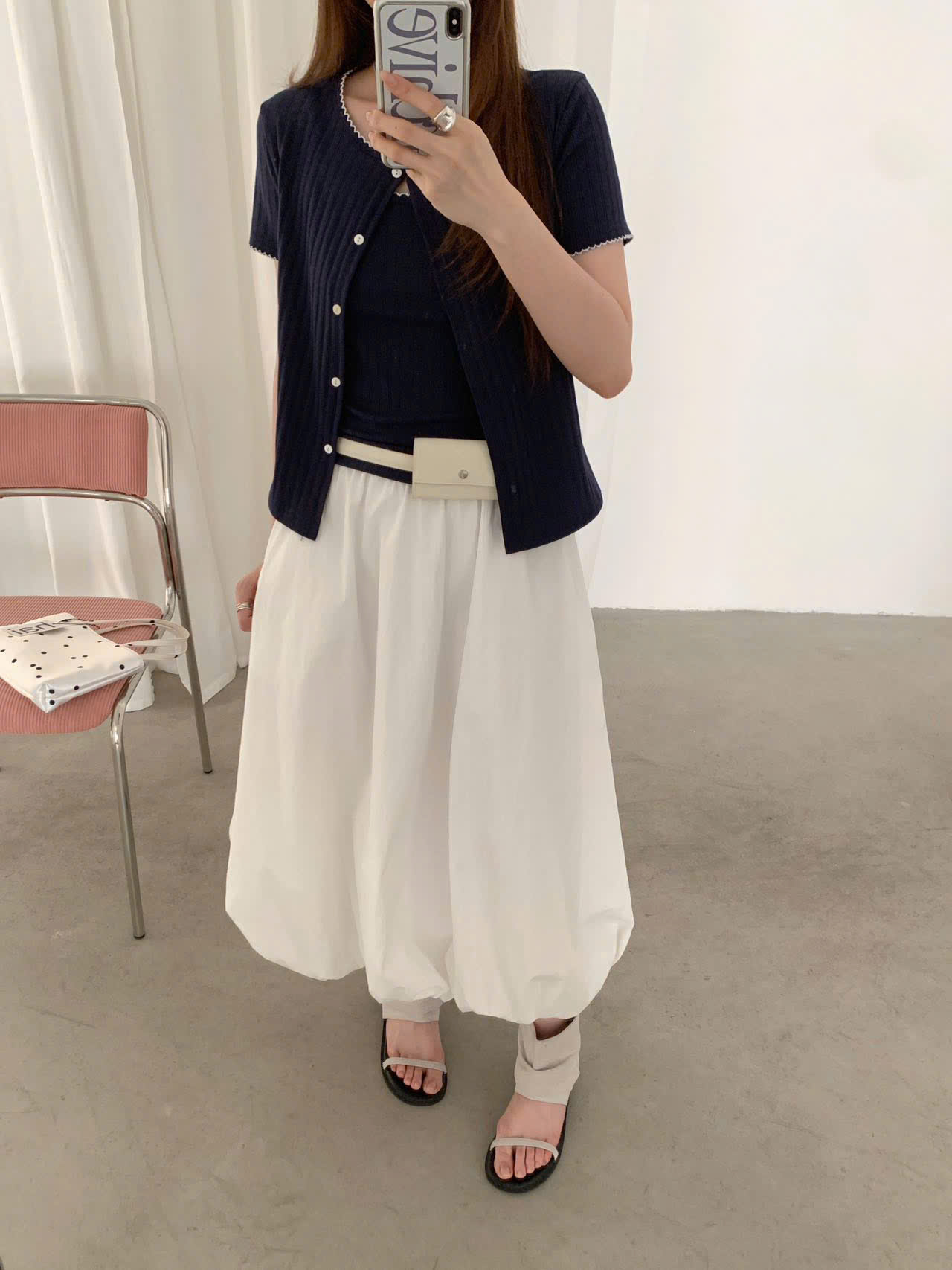 Set Áo Cardigan Dovia Cộc Tay Kèm Hai Dây Kẻ Viền - Ảnh 6
