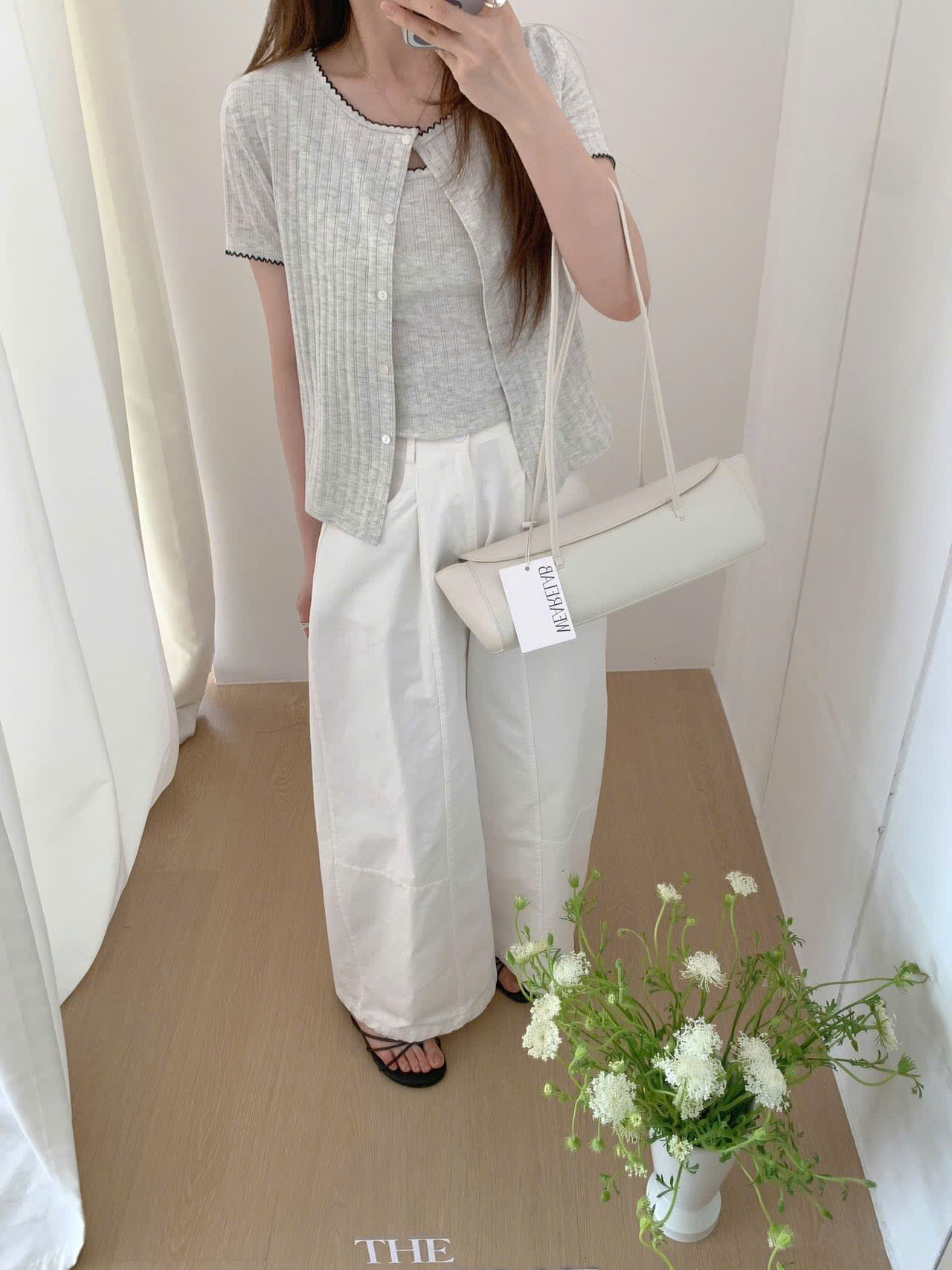 Set Áo Cardigan Dovia Cộc Tay Kèm Hai Dây Kẻ Viền - Ảnh 9