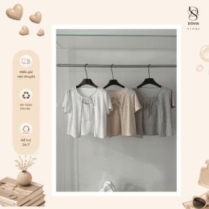Set Áo Cardigan Cộc Tay Kèm Hai Dây Buộc Dây Hoa Nhí
