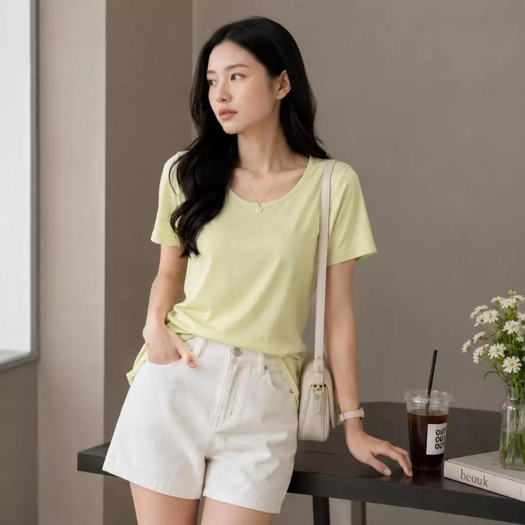 ÁO THUN NỮ CỔ TIM VIỀN BO BASIC DOVIA TAY NGẮN, VẢI COTTON BORIP LẠNH CO GIÃN 4 CHIỀU ĐỊNH LƯỢNG 240GSM MỀM MỊN MÁT MẺ - Ảnh 7