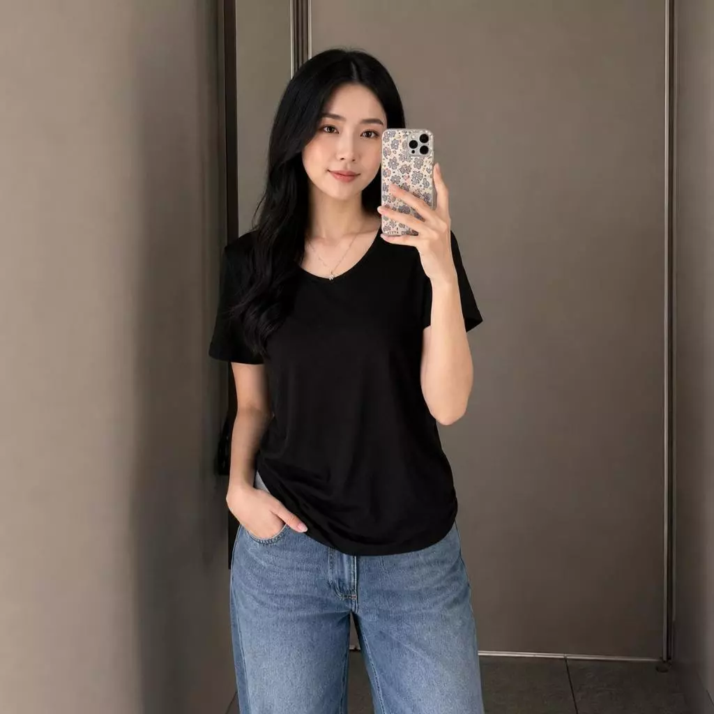 ÁO THUN NỮ CỔ TIM VIỀN BO BASIC DOVIA TAY NGẮN, VẢI COTTON BORIP LẠNH CO GIÃN 4 CHIỀU ĐỊNH LƯỢNG 240GSM MỀM MỊN MÁT MẺ - Ảnh 3