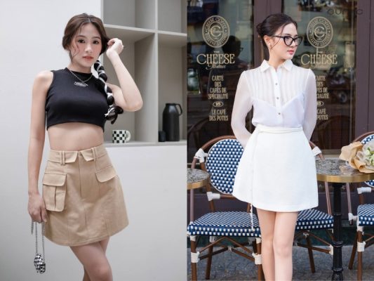Cách chọn chan váy cho nàng nấm lùn kết hợp với túi xách