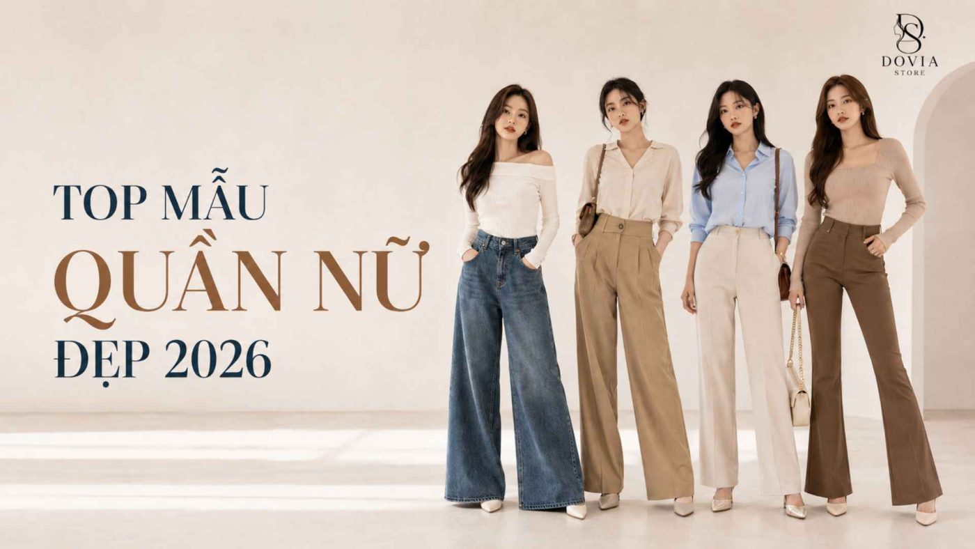 Top mẫu quần nữ đẹp 2026 phong cách Hàn Quốc tại Dovia Store